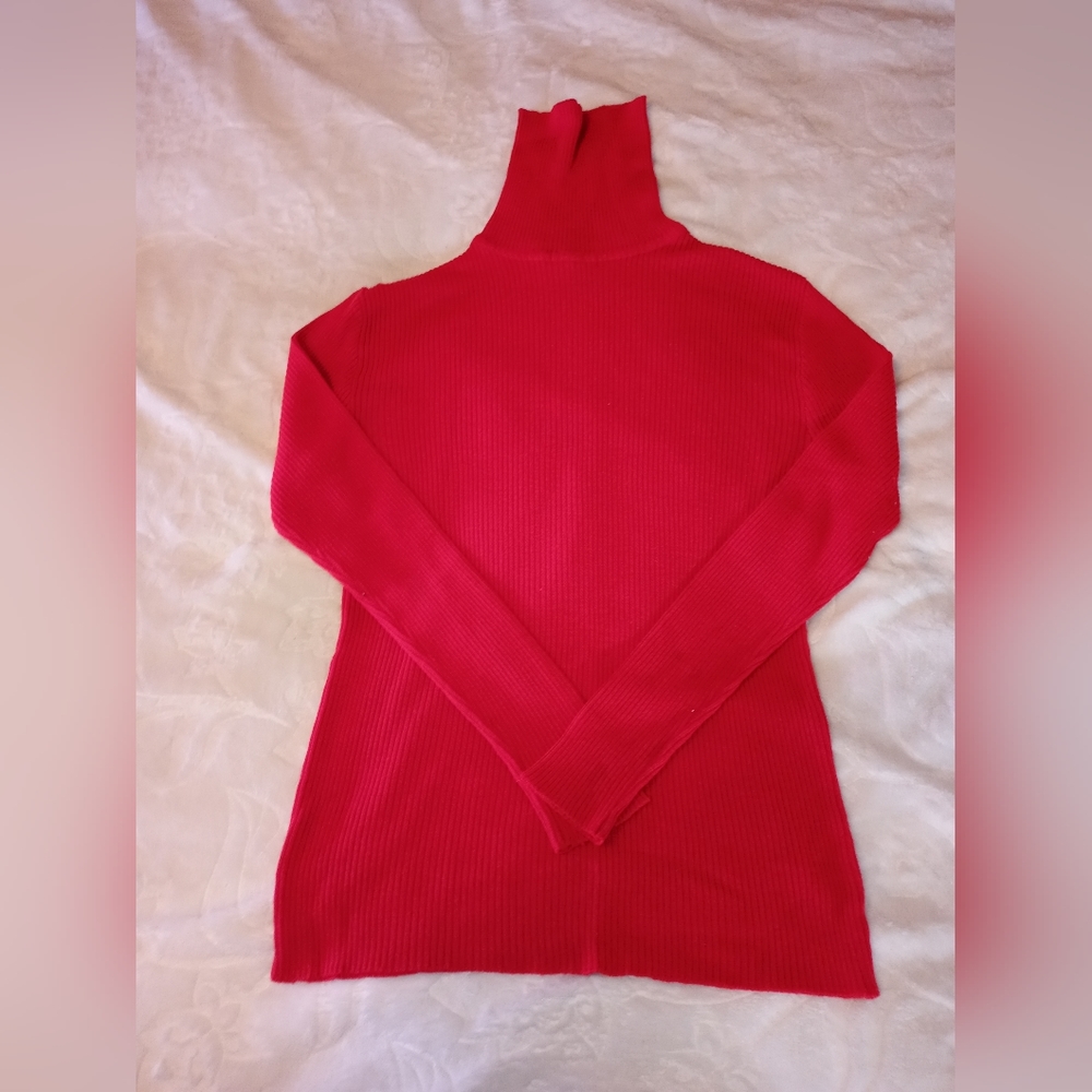 Red turtle neck sweater